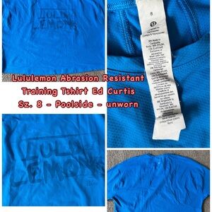 Lululemon abrasion resistant training tshirt ed curtis
size 8 - poolside
